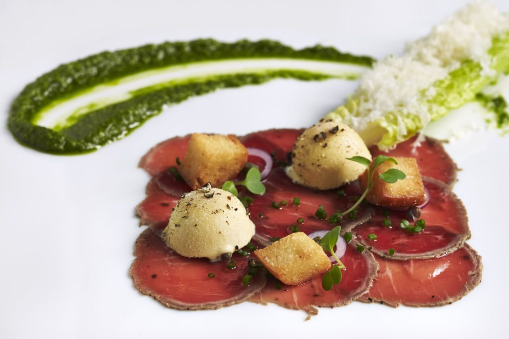 Lamb Carpaccio with Caesar Salad Ice