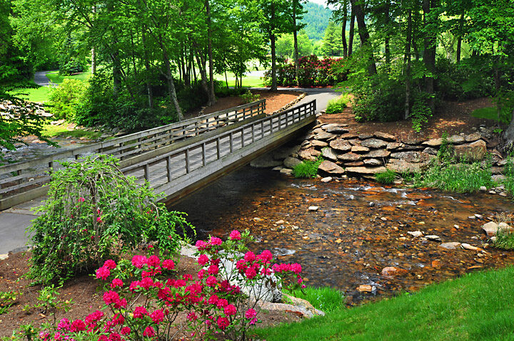 Footbridge on Elk River’s private golf course.