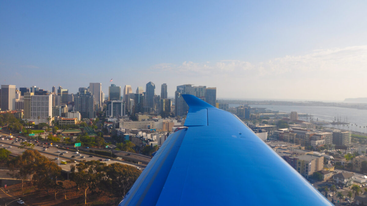 planesense flying over san diego