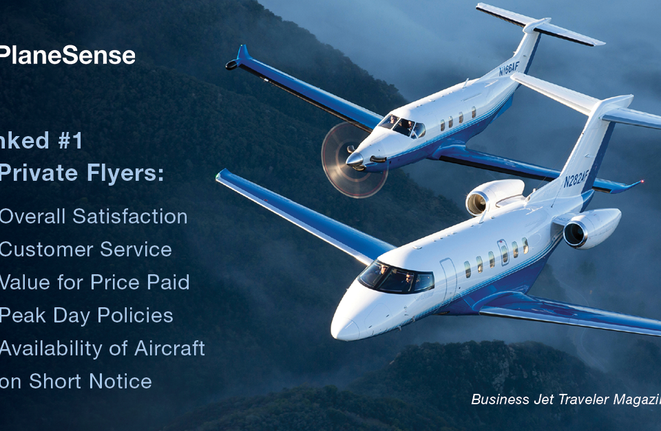 PlaneSense ranked top private aviation lift provider.